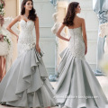 2016 Sexy Strapless Lace Mermaid Chapel Train Layer Ruffled Wedding Dress